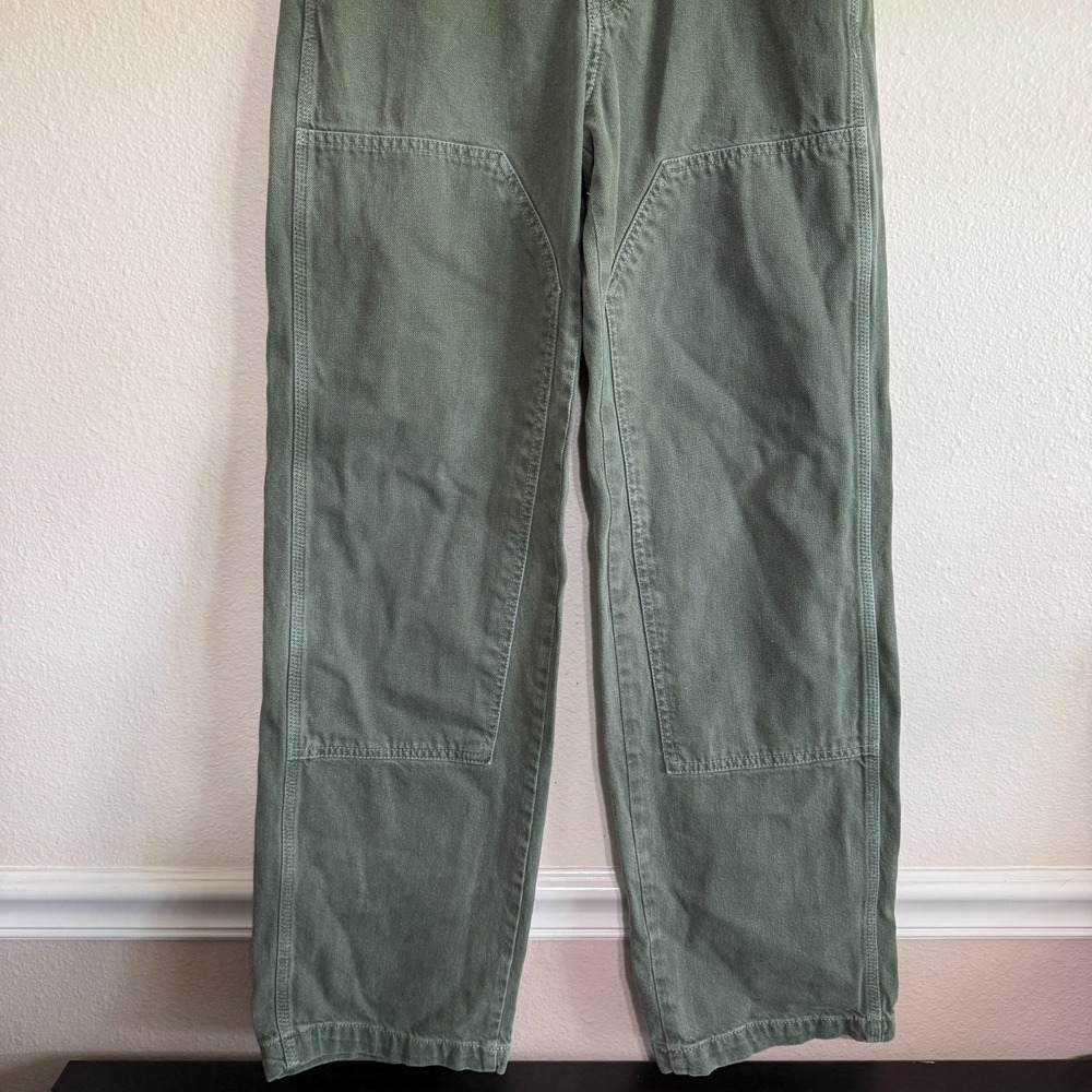 MNG Denim Jeans Women's Size 2 Green Chop Pockets Mid-Rise Straight Classic - Picture 4 of 14